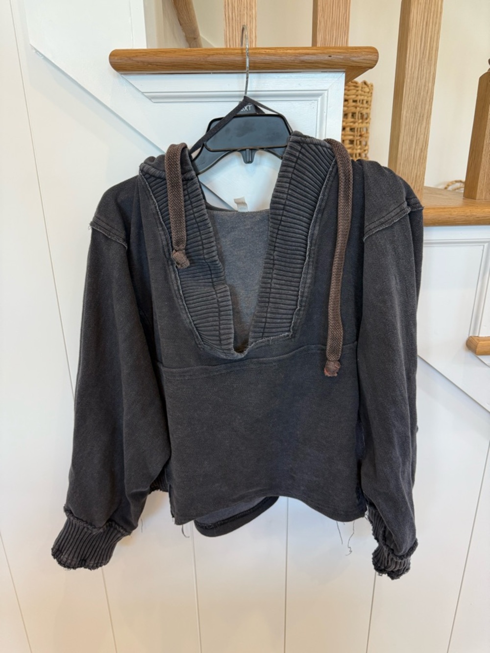 FP Movement Free People Bonfire Oversized Hoodie Faded Charcoal Black Small